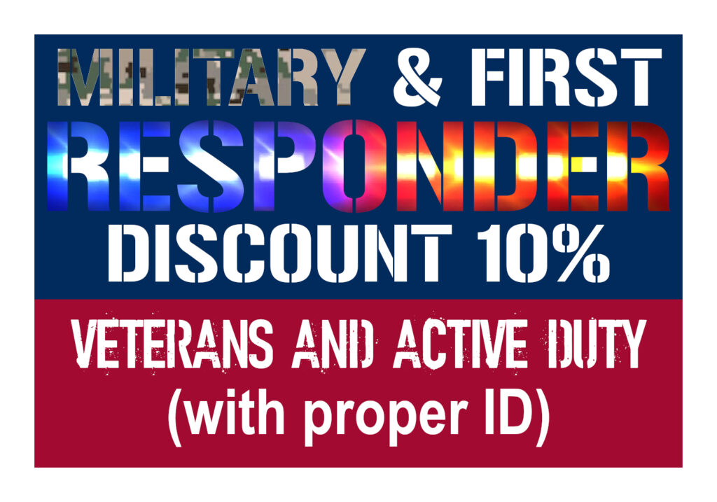 Everyday we offer a 10% discount to veterans and active military members – dine-in, carry-out, and delivery. (Proper ID is required to receive the discount; Inquire in-person or by phone).